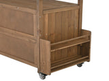 54.33" Farmhouse Rolling Outdoor Kitchen Cart, Solid Wood Frame with Stainless Steel Top, Spice N767P528183A