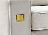 FX-P18-BEModern Beige Sofa Couch for Living Room, 85.83" Upholstered 3-Seater Sofa with Metal W57649843