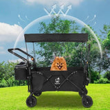 Collapsible Wagon Heavy Duty Folding Wagon Cart with Removable Canopy, 4" Wide Large All Terrain 78632388