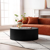 ZNTS Sleek and Modern Round Coffee Table with Eye-Catching Relief Design, Black W876P175418