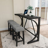 Bar Table Set with Power Outlet, Bar Table and Chairs Set, 4 Piece Dining Table Set, Industrial W487P333506