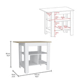 Adeline 3-Shelf Kitchen Island White and Macadamia B062103269