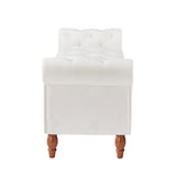 Beige, Solid Wood Legs, Velvet Bedroom End of Bed Storage, Rolled Side Sofa, Toy Storage 59544977