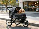 Gray 3-Wheel Pet Stroller for Small & Medium Dogs, Adjustable Canopy, Safety Tether, Storage 30589154