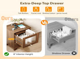 () 2-Drawer Bedside with Frosted Glass MDF and Melamine Veneer Bedside 82405492