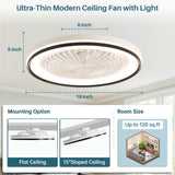 ZNTS 19 Inch RGB Dimmable Led Enclosed Ceiling Fan with Light Flush Mount Bladeless 6 Speed Remote 23895230