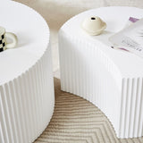 White Nesting table set of 2, Handcraft Relief MDF Coffee Table for Living Room/Office/Leisure Area W876P271185