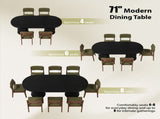 70.9" Oval Dining Table for 6 People, Fluted Cylindrical Pedestals with Roll-up Door Storage 29466713