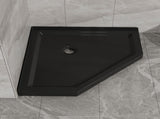 Goodyo 36 in. D x 36 in. W x 3.4 in. H Corner Drain Neo-Angle Shower Base Black, No Drain Kit D163147917