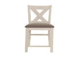 Set of 2 Counter Hight Chairs with X-Cross Back, White and Grey B016P226064