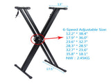 Dual-tube X-Shape Keyboard Stand Adjustable Folding Piano Bench Stool Seat Black 85173138
