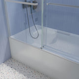 ZNTS 56-60in. W x 65'' H Frameless Double Sliding Tub Door, Bypass Tub Door Clear Glass Soft Closing, W1920P144581