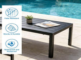 40 Inch Outdoor Coffee Table, Rectangular Metal Patio Coffee Table with Slatted Tabletop, Weather 16097984