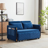 MH 54" Modern Convertible Sofa Bed with 2 Detachable Arm Pockets, Velvet Loveseat Multi-position W1193P254898