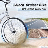 Single Speed Bicycles 26"Inch,Steel Frame, Wide Wheels for Stability, Rear Coaster Brakes,Multiple W1019P163417