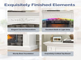 43" Shaker White Fireplace Media Console, Single Mantel with RGB Lights for 18" Fireplace Insert 58783641