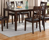 ZNTS 7pcs Dining Set Dining Table 6 Side Chairs Clean Espresso Finish Cushion Seats X Design back Chairs HS00F2554-ID-AHD