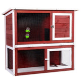 ZNTS Wood Rabbit Hutch, Pet Playpen with 2 Stories, Ramp, Doors, Pull-out Tray, Water Bottle, Outdoor W2181P153136