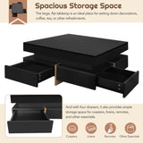 ON-TREND Modern High Gloss Coffee Table with 4 Drawers, Multi-Storage Square Cocktail Tea Table with WF314582AAB