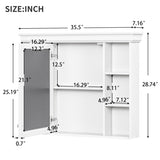35'' x 28'' White Wall Mounted Bathroom Storage with Mirror Door, Modern Bathroom Wall N710P196545K