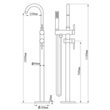 ZNTS Floor Mount Bathtub Faucet Freestanding Tub Filler Brushed Nickel Standing High Flow Shower Faucets W108363585