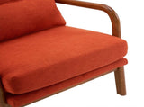 High Back Solid Wood Armrest Backrest Iron Frame Linen Indoor Leisure Chair 08337258