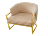 Modern Accent Chair Cozy Armchair Upholstered Reading Chair with Gold Metal Frame Living Room, N763P360688D