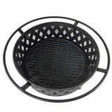 Round fire pit with net cover, fire poker, diamond mesh, metal wood burning outdoor fire pit, 59777100