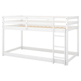 ZNTS Twin over Twin Floor Bunk Bed with Ladder , White 84319006