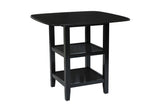 Black Finish 5pc Counter Height Set Dining Counter Height Table with Lower Shelves and 4x Chairs Set B011P194586