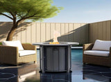 30" Propane Gas Fire Pit Table, 50000 BTU Round Steel Fire Pit with Wood Grain Ceramic Tabletop for 02473434