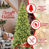 Artificial 7ft Green Christmas Tree with 1180PVC/Hard Needle Mixed Branch Tips, 400L warm white led, 56340225