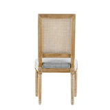 French Country Dining Chairs Elegant Cane Backrest & Upholstered Seats with Fluted Legs N767P263678G