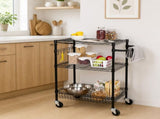 3-Tier New Multipurpose Rolling Cart, Black Color, 495lbs Load Capacity 95381752