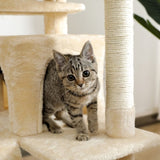 ZNTS Multi-functional Cat Tree Tower with Sisal Scratching Post, 2 Cozy Condos, Top Perch, Hammock, 09623379