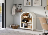 Arched Small Bookcase,Arched Storage Cabinet,Wooden Modern Arched Top Bookshelf 3 Shelves,White 11796895