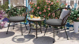 U_STYLE Outdoor Leisure Set, 2 Rattan Single Chairs with A Glass Round Table, Perfectly Suited for N711P256422D