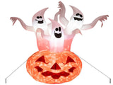6ft Halloween Inflatable Ghost & Pumpkin Decoration - Colorful Rotating Flame Light, 190T Waterproof 31184295