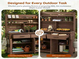 (Assembly Video) 65''H Large Garden Potting Bench with Lockable Wheels and Storage Cabinet, N717P404333D