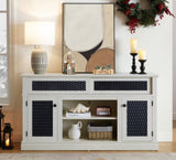 Embossed Pattern TV Stand, TV and Media Console with Open and Closed Storage Space and sliding door W1758P231682
