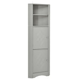 Tall Bathroom Corner Cabinet, Freestanding Storage Cabinet with Doors and Adjustable Shelves, MDF WF293800AAG