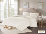 2 Piece Cotton Chenille Comforter Set Off-White Twin/Twin XL B03597155
