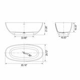 65.2 inch freestanding solid surface soaking bathtub for bathroom W1613P160636