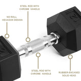 12LB 1-PairHDRS Rubber Coated Solid Cast Iron Dumbbell with Contoured Chrome Handle, 21894673