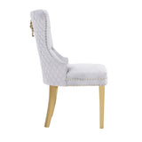 Simba Gold 2 Piece Dinning Chair Finish with Velvet Fabric in Light Gray 659436316324