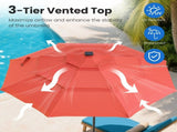 10ft 3-Tier Solar LED Patio Umbrella with Tilt Adjustment and UV-Resistant Polyester Fabric, Outdoor 42518322