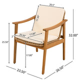 Outdoor Dining Chairs Set of 2, Teak Color Acacia Wood Frame, Brown PE Wicker, Beige Waterproof N779P280043B