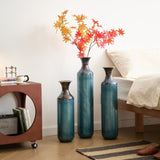 Floor metal vase modern style decoration droplet shaped white metal vase 3-piece set gorgeous W2796P290478