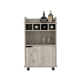 DEPOT E-SHOP Sims 35" H Bar Cart with Two Shelves four Wine Cubbies and One Cabinet,Light Pine B097P167415