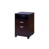 Home office desk with modesty panel and detached cabinet on locking wheels with two drawers B107P283305